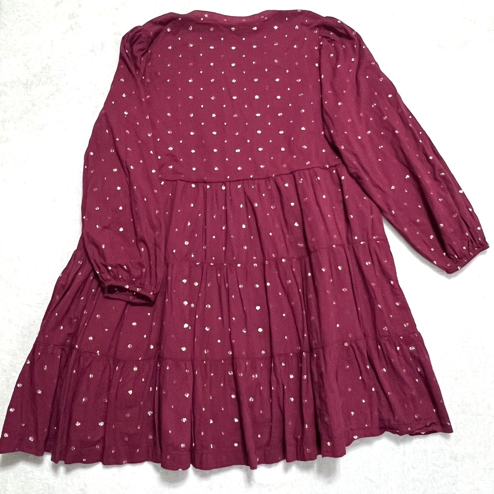 Crown & Ivy Dress Womens 1X Gold Embroidered Maroon Long Sleeve Boho Modal Blend - Picture 4 of 12
